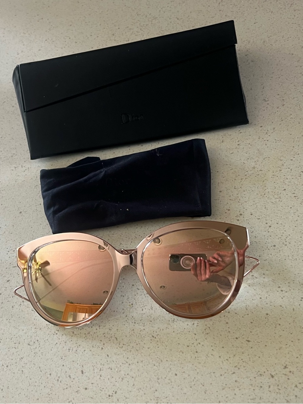 Dior Rose Gold Mirrored Cat-Eye Sunglasses. Elevate your sophisticated style